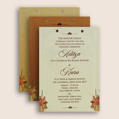 Sandal Royal Baraat MDF Laser Cut Wedding Card - KFR17070