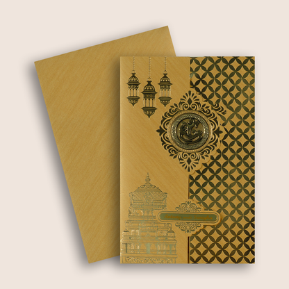 Gold Temple Arch Door Style Wedding Card - KNCM3601G