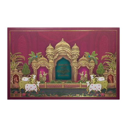 Pink Palace Padded Wedding Invitation Card - KSH72070