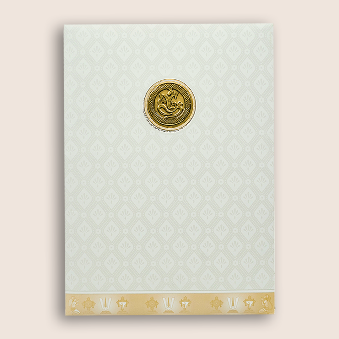 White Pastal Yellow Lord Venkateshwara Wedding Card - KNA2405Y