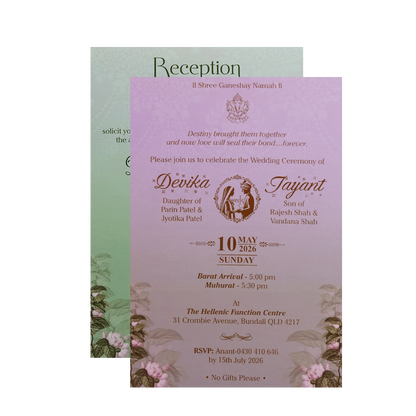 Sage Green Floral Hanging LightsPadded Wedding Card - KVN07330