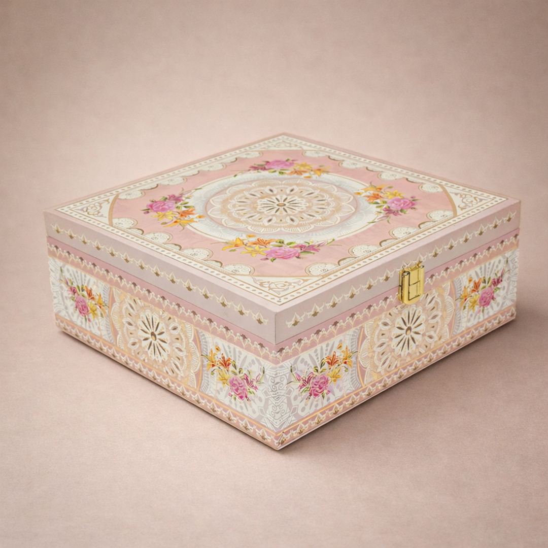 Pastel Peach Mandala Luxury Sweet Jar Box-KBX10105