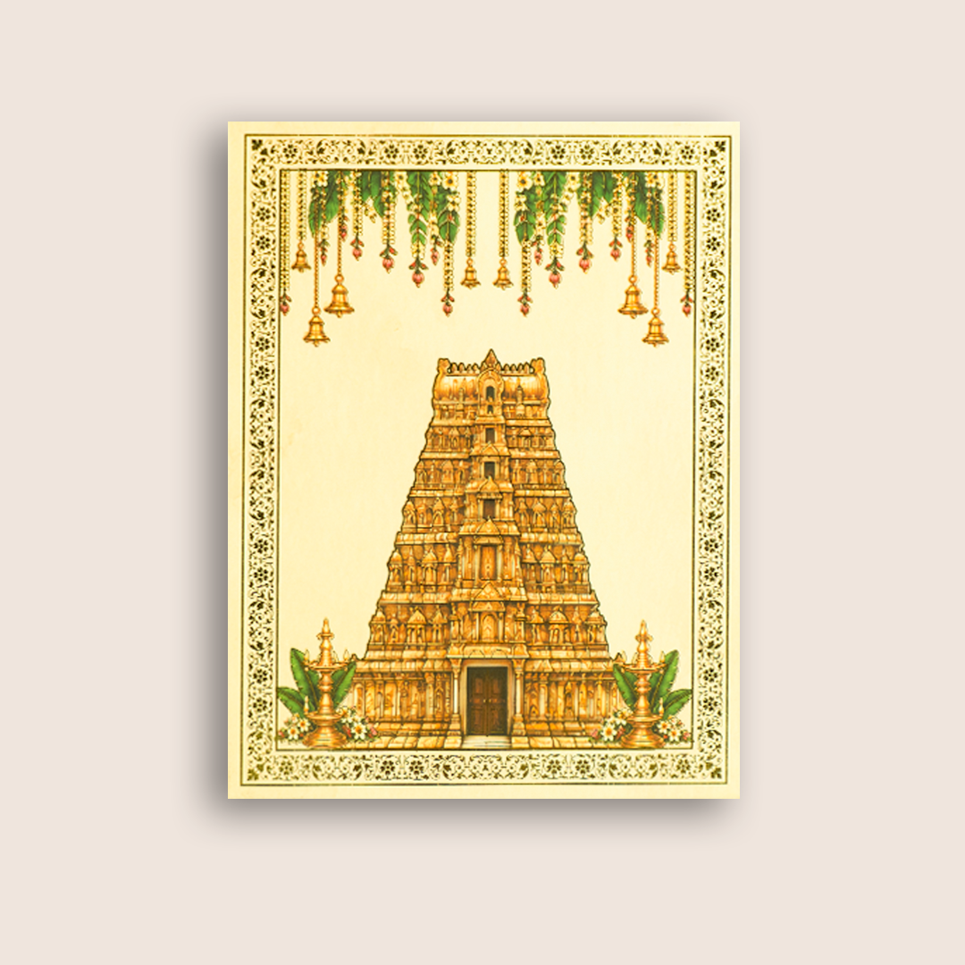 Beige MDF Laser Cut Lord Balaji Padmavathi Wedding Invitation - KNLW202579