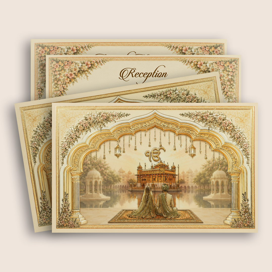 Peach Floral Bride Groom Marriage Card - KPR07060
