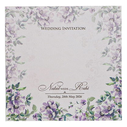 Lavender Floral Padded Wedding card-KRE27960