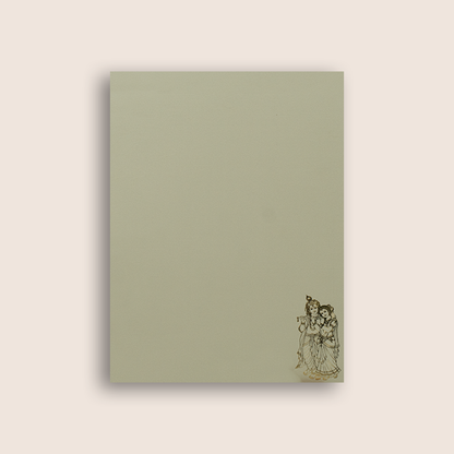 Light Grey Lord Radha Krishna Door Style Wedding Card - KNRR8709LG