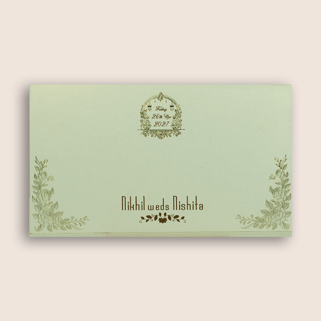 Grey Embossed Floral Invitation Card - KPR07560