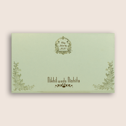 Grey Embossed Floral Invitation Card - KPR07560