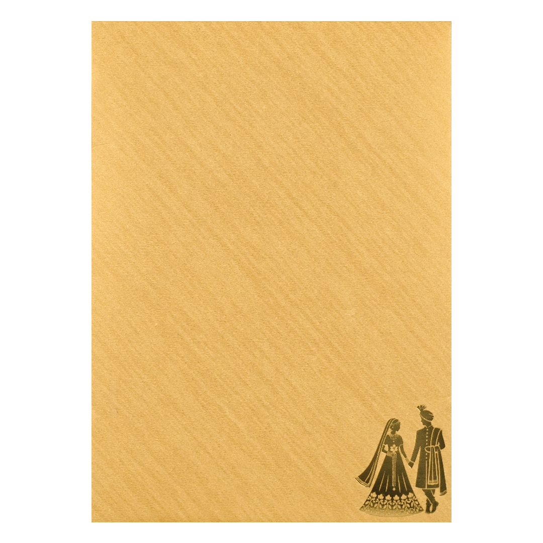 Gold Couple Gatefold Wedding Card-KNCM045G
