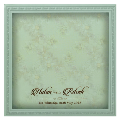 Mint Green Gold Floral Padded Wedding Card-KRE28050