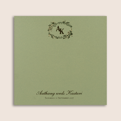 Pista Green Floral Laser cut Padded Invitation Card - KPR023540