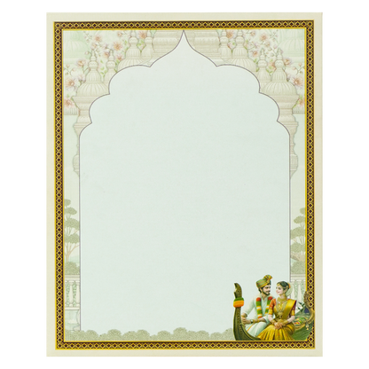 Blue Jharokha Boat Palms Wedding Card-KNKJ1156