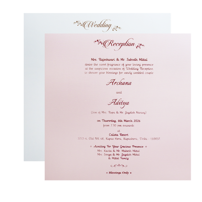 Grey Gold Floral Padded Wedding Card - KMMWD1134