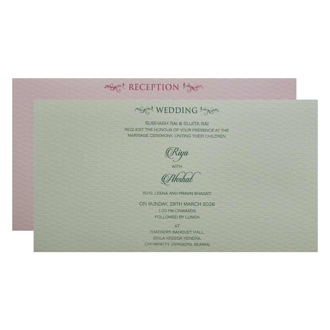 White Minimal Padded Classic Wedding Card - KMMWD1130