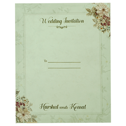 Green Ivory Floral Wedding Card-KSI64810