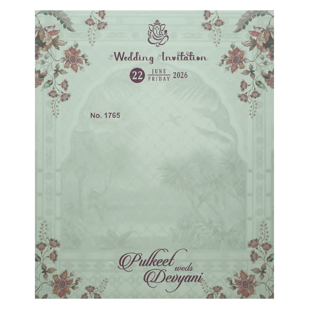 Green Floral Wedding Card-KJTS1765