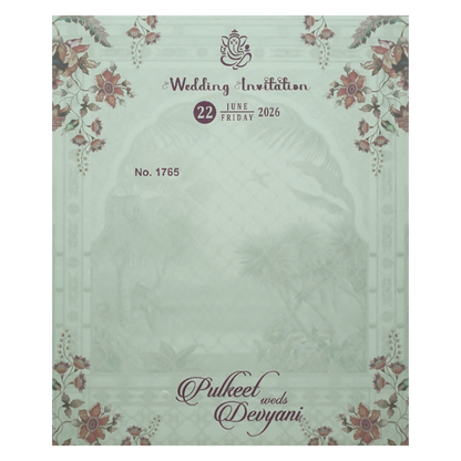 Green Floral Wedding Card-KJTS1765