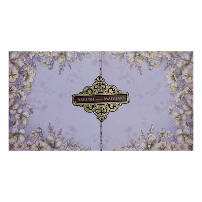 Purple Floral Padded Wedding Card-KSH72280