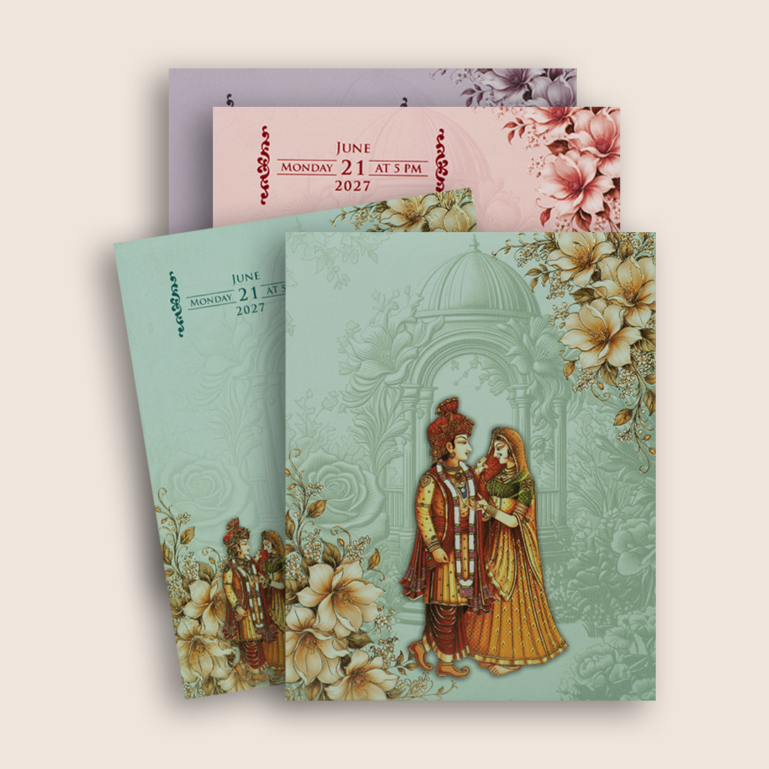 Pastel Blue Bride Groom Padded Invitation Card - KPR07270