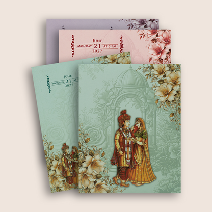 Pastel Blue Bride Groom Padded Invitation Card - KPR07270
