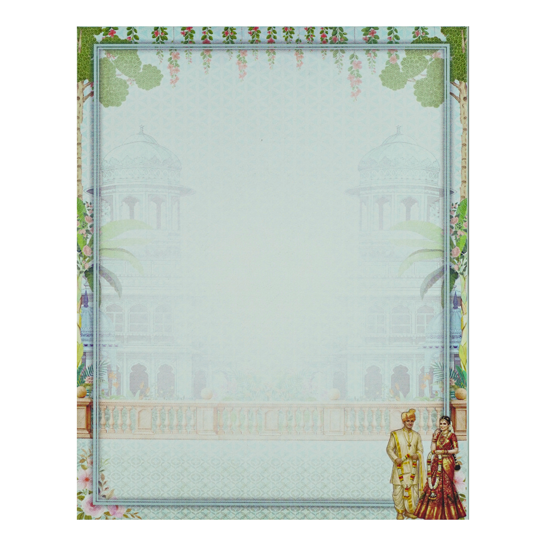 Blue Padded Bride Groom Wedding Card-KNMO9317