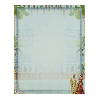 Blue Padded Bride Groom Wedding Card-KNMO9317