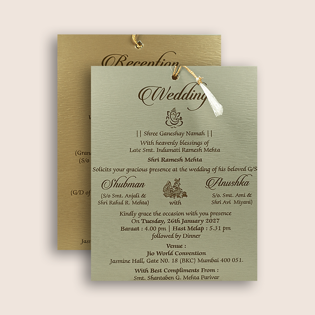 Gold Floral Laser Cut Wedding Invitation - KRB10141