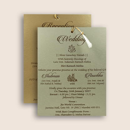 Gold Floral Laser Cut Wedding Invitation - KRB10141