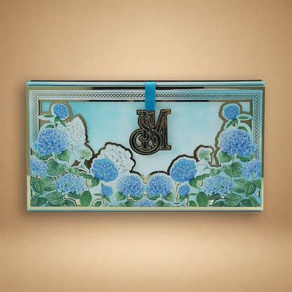 Pastel Blue Premium Floral Luxury Invitation Box - KNLW20244