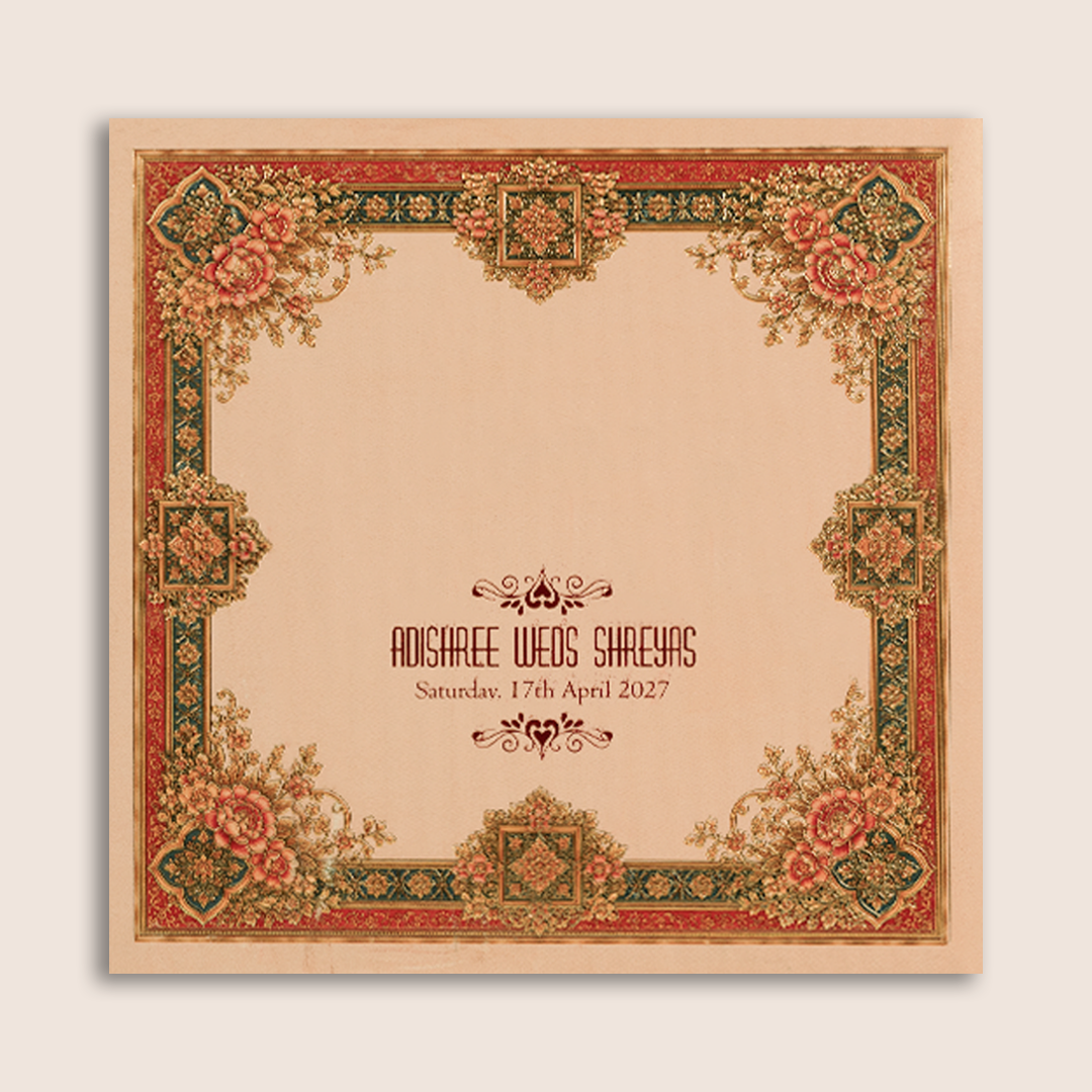 Light Pink Floral Laser cut Padded Invitation Card - KPR026200