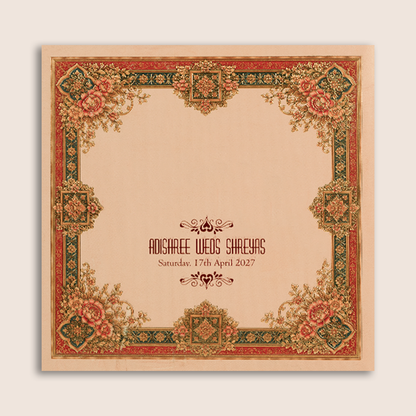 Light Pink Floral Laser cut Padded Invitation Card - KPR026200