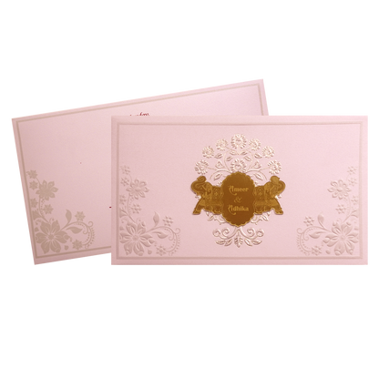 Blush Pink Floral Elephant Wedding Invitation Card-KPR24620