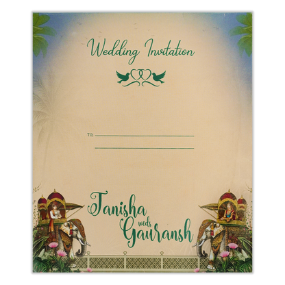 Blue Palms Elephant Wedding Card-KSH73040