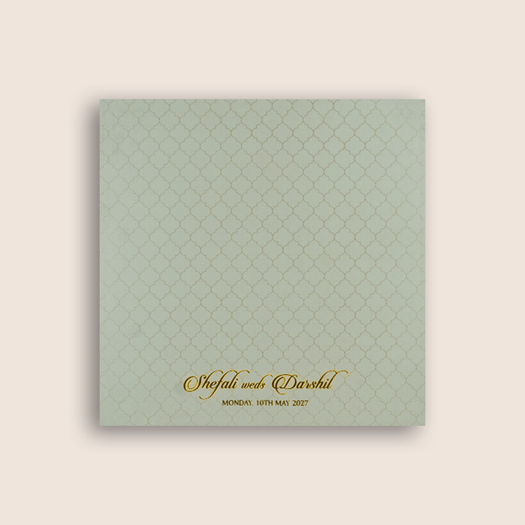 White Embossed Pattern Padded Wedding Card - KPR020080