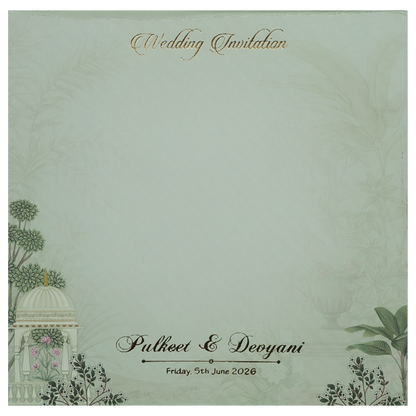 Green Garden Gazebo Padded Wedding Card-KJTS1817