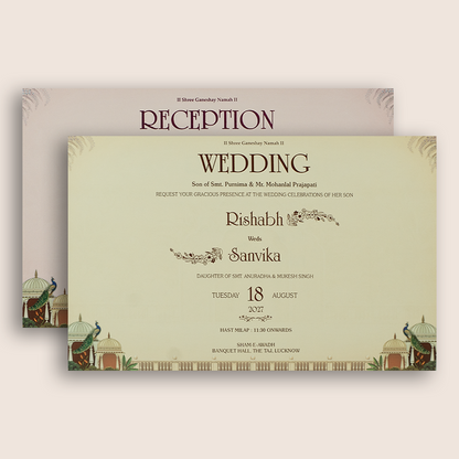 Green Royal Elephant Jharokha Wedding Invitation - KSH19000