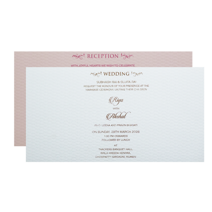 Grey Minimal Padded Classic Wedding Card - KMMWD1147
