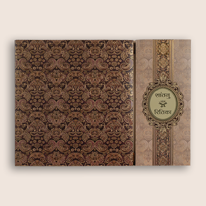 Brown Padded Floral Pattern Door Style Wedding Card - KAA06170
