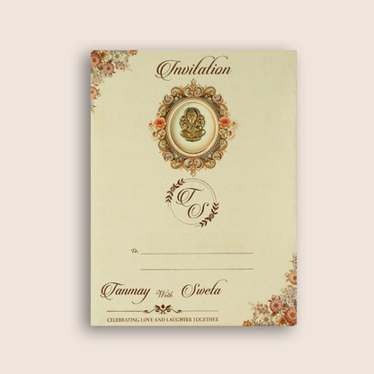 Cream Floral Door Style Marriage Card - KSH73460