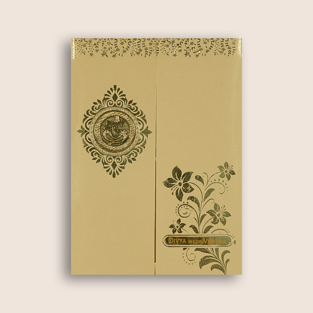 Sandal Floral Door Style Wedding Card - KNKTG049