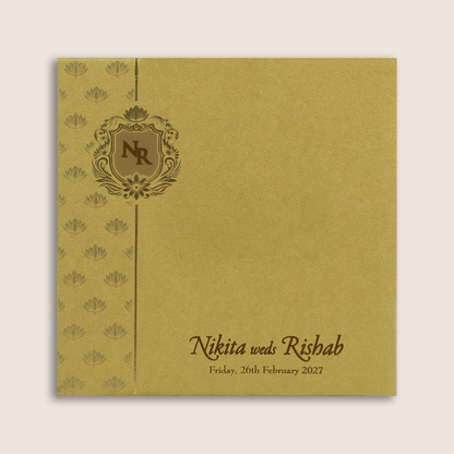 Gold Floral Door Style Wedding Invitation Card - KPR06200