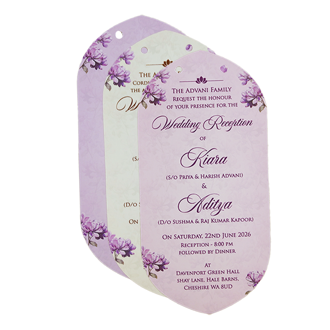 Lavender Floral Tag-Style Wedding Card - KFR15040
