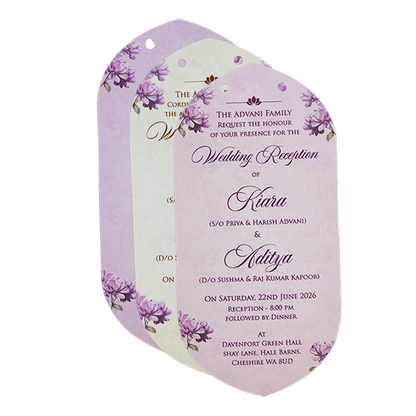 Lavender Floral Tag-Style Wedding Card - KFR15040