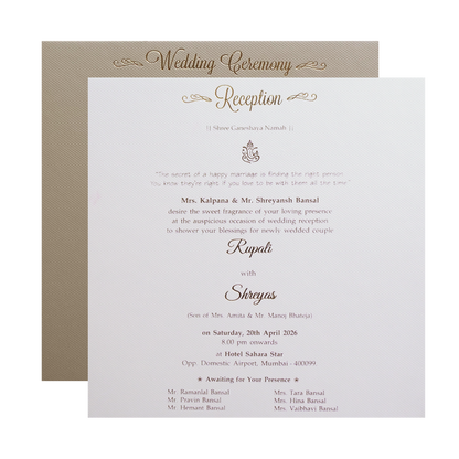 Gold Geometric Padded Wedding Card -KMMWD1104