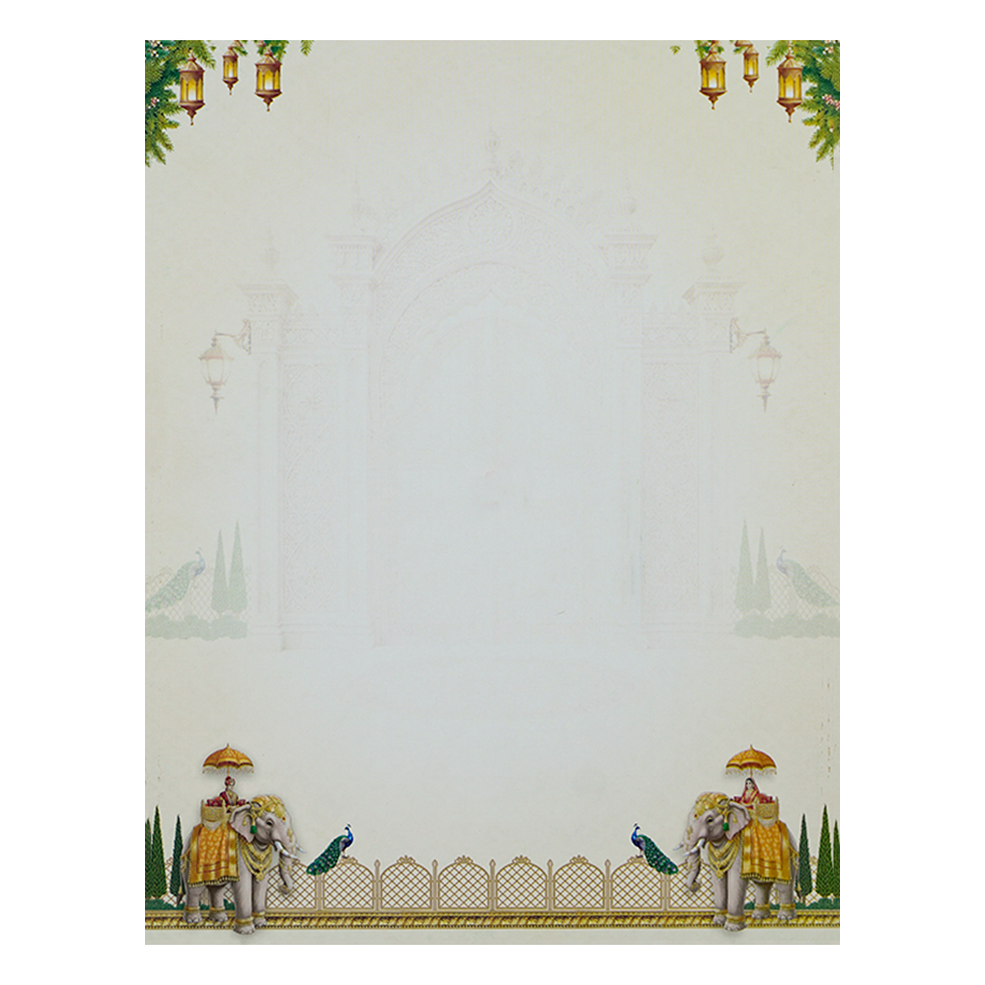 Cream Padded Palace Elephant Wedding Card-KNMO9315
