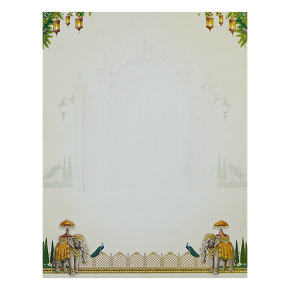 Cream Padded Palace Elephant Wedding Card-KNMO9315