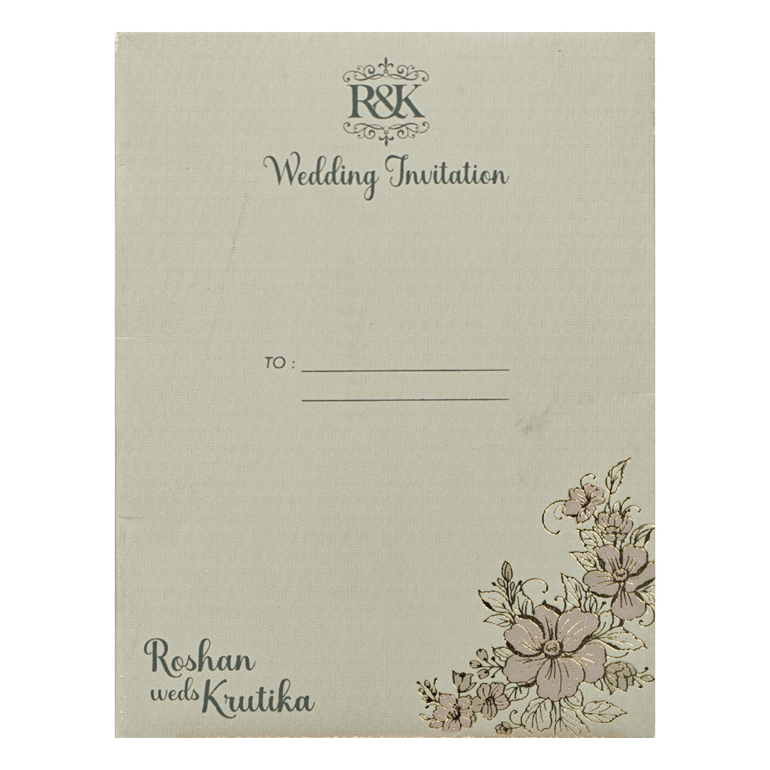 Dusty Grey Floral Wedding Card-KSI64890