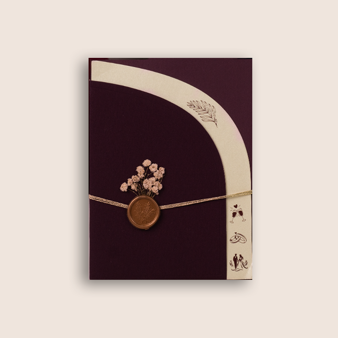 Wine Floral Laser Cut  Invitation Card - KJP25130