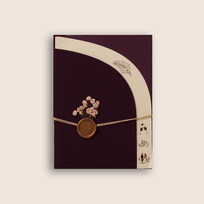 Wine Floral Laser Cut  Invitation Card - KJP25130
