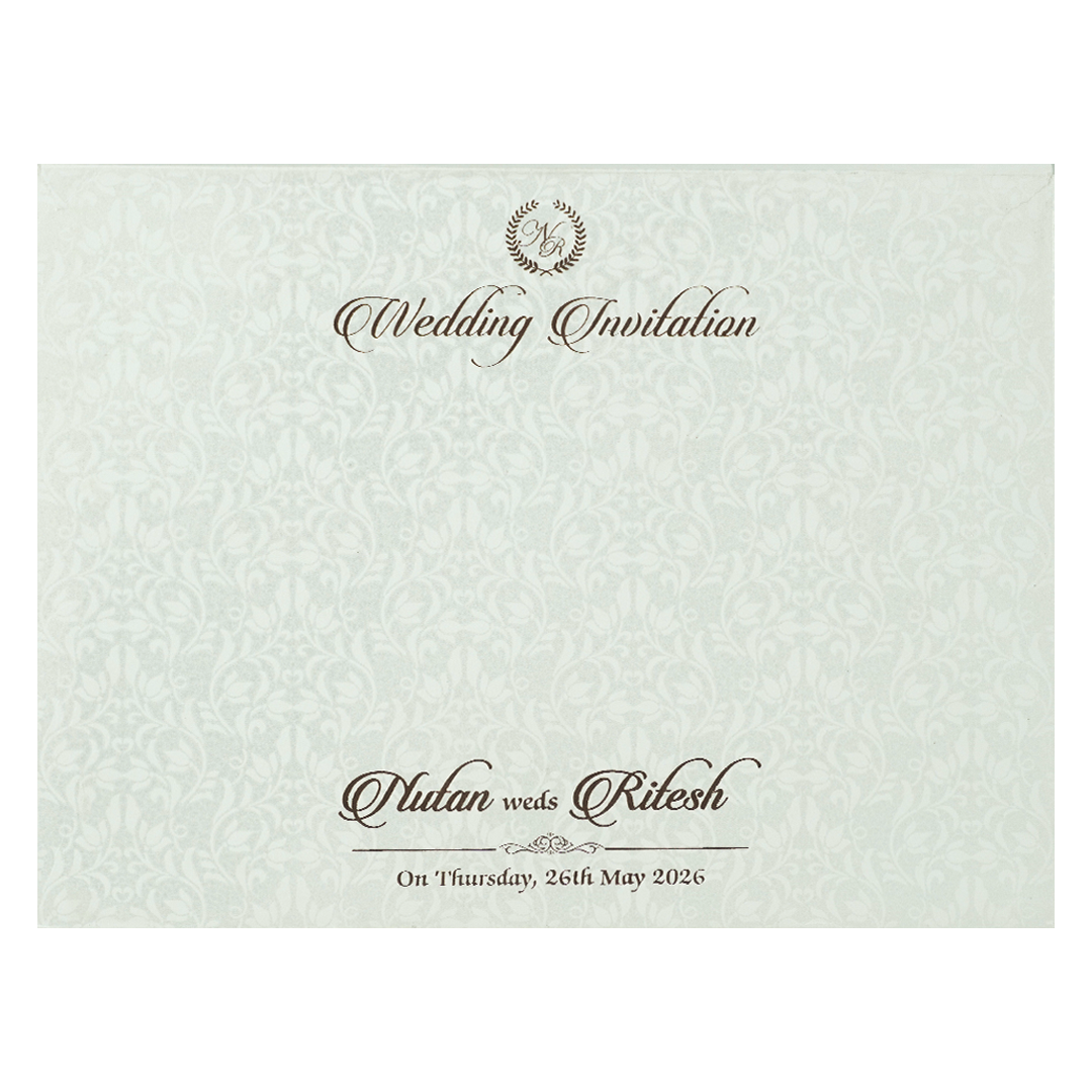 White Palace Royal Elephant Padded Wedding Card-KRE28360